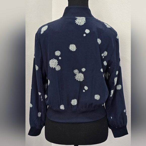 Tibi 100% Silk Bomber Jacket/Blazer, Abstract, Navy,  Size 4 (S) - Picture 4 of 8